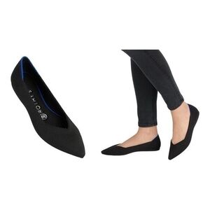 ROTHY’S The Point Black Blue Almond Toe Slip-On Flats Women’s Sz 9 Loafers Shoes